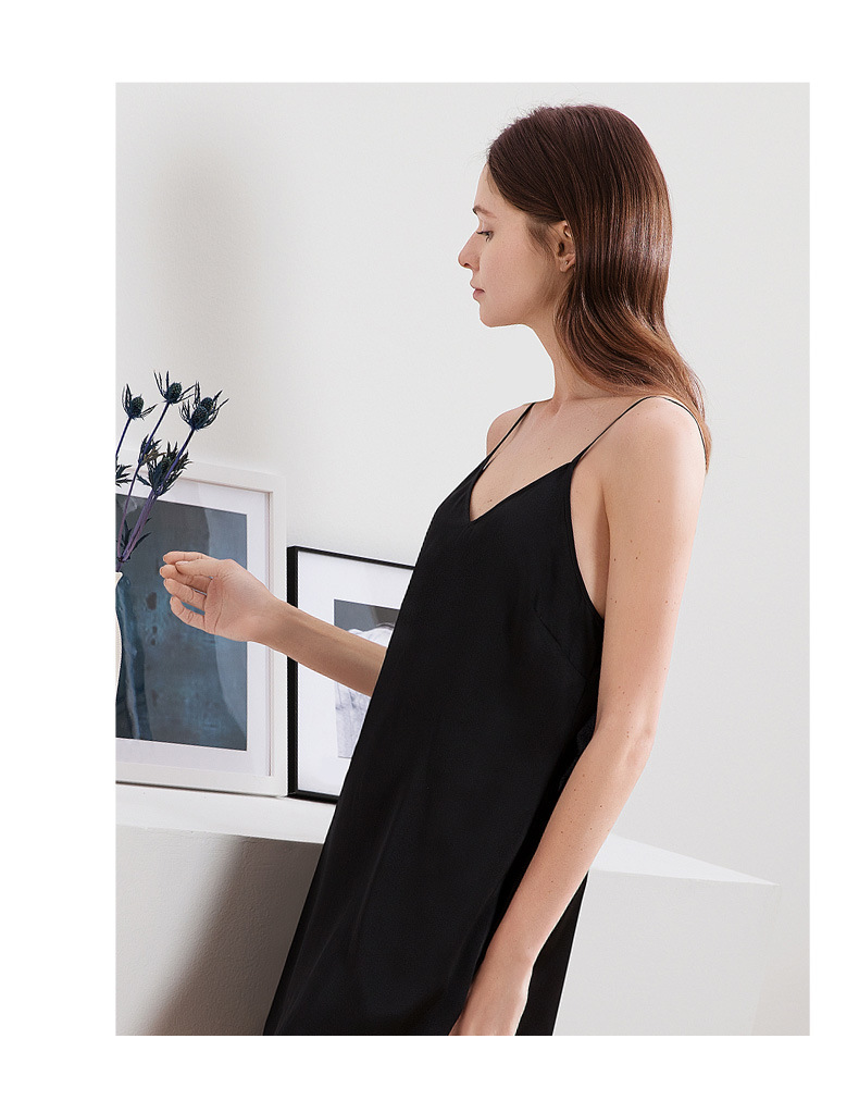 Robe courte en soie de tissu de couleur unie personnalisée, vêtements de nuit pour elle