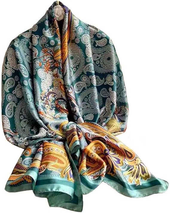 Foulard oblong en satin de soie pour femme