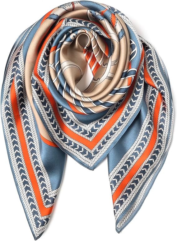 Grand foulard en soie et coton