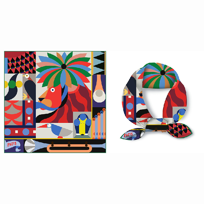 Soie 53cm Petit Foulard Carré Foulard En Soie Grand Parade Sergé Imprimé