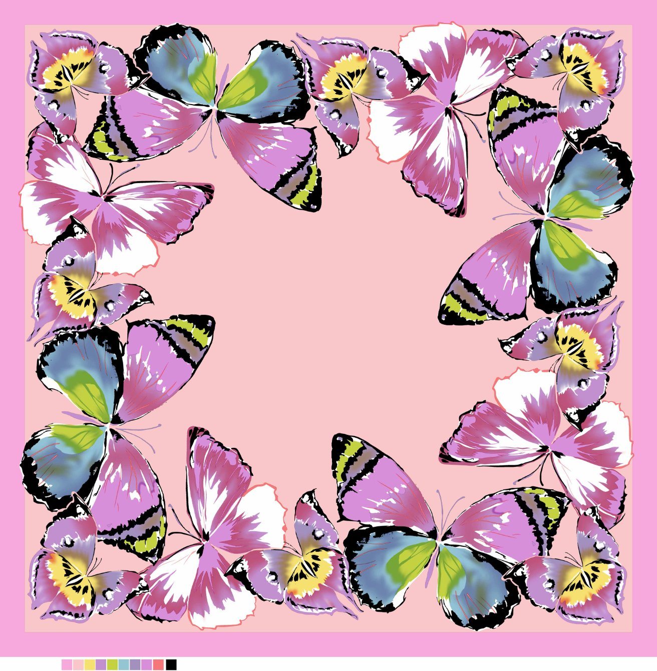 Animal Floral pour foulard en soie imprimé numérique double face