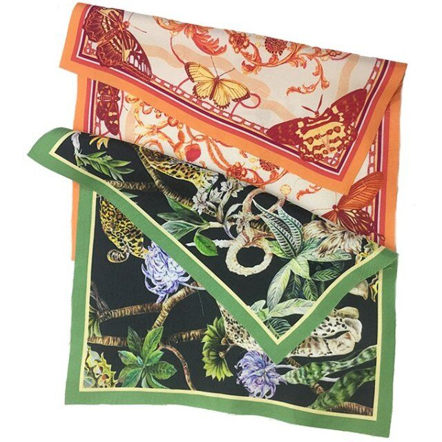 Foulard en soie imprimé double face personnalisé de haute qualité pour dame