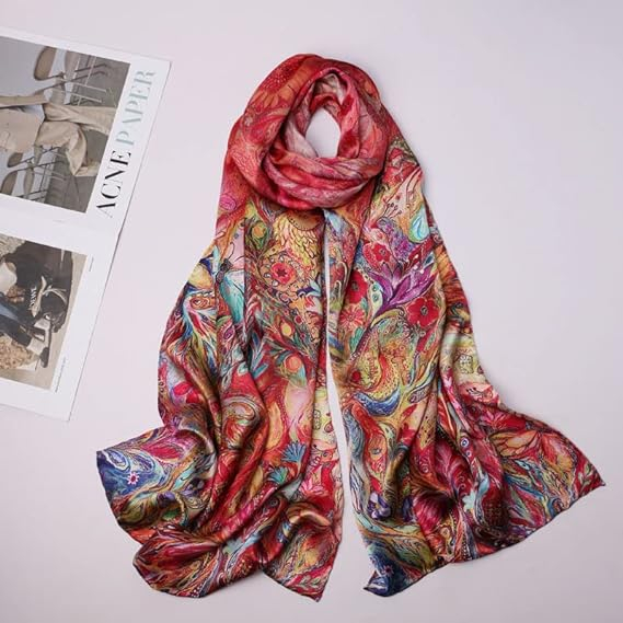 Grand foulard en soie à impression numérique pour femme