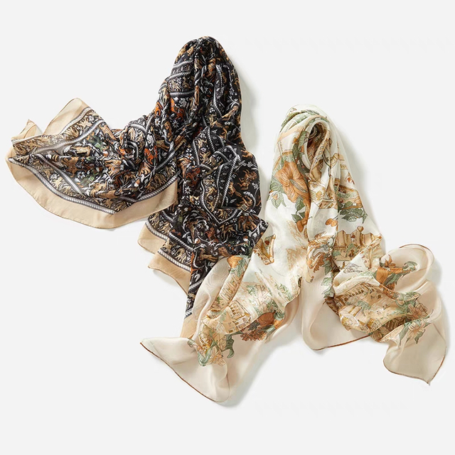 Foulard de sensation de soie de mode d'impression personnalisée pour les femmes