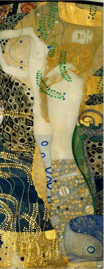 Longue écharpe en soie imprimée avec des motifs de peinture à l'huile de l'artiste Klimt