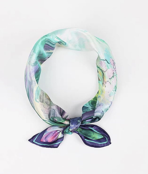 Foulard en soie imprimé style Monet personnalisé printemps et automne