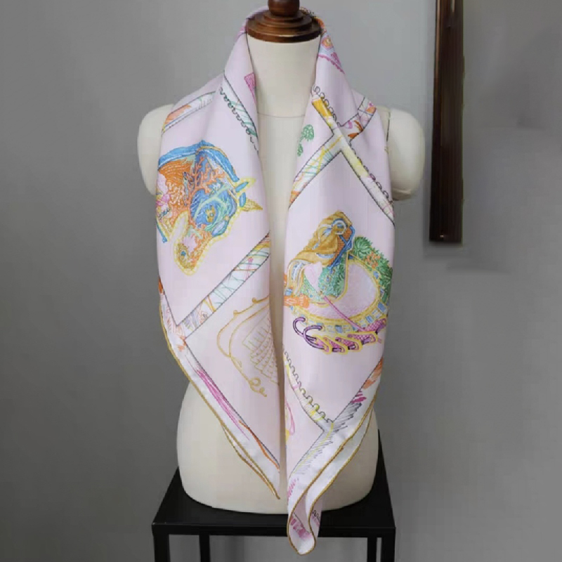 Foulard en soie 100 % pure imprimé numérique personnalisé pour femme