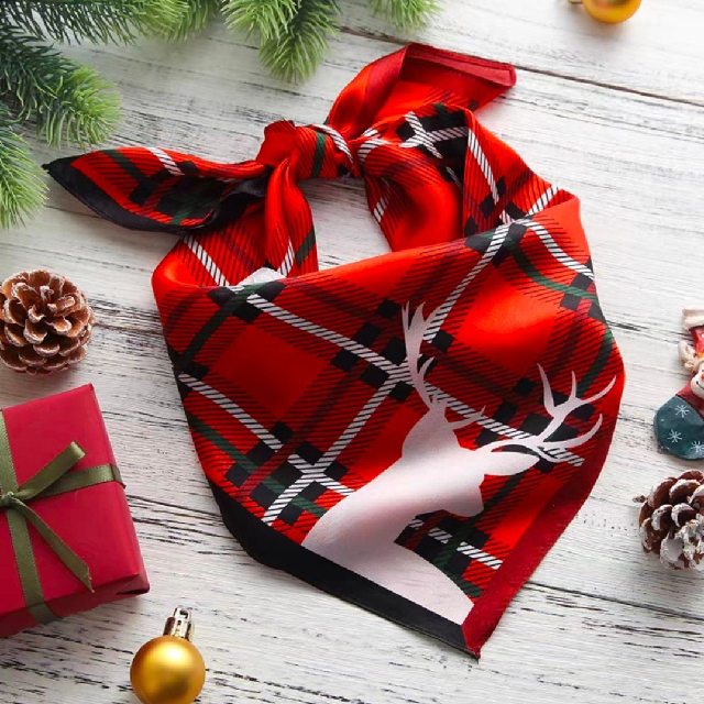 Petit foulard carré en soie 100 % personnalisé pour enfants, style de Noël