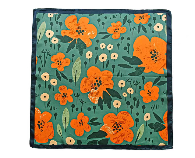 Petit foulard carré en soie à motif floral personnalisé