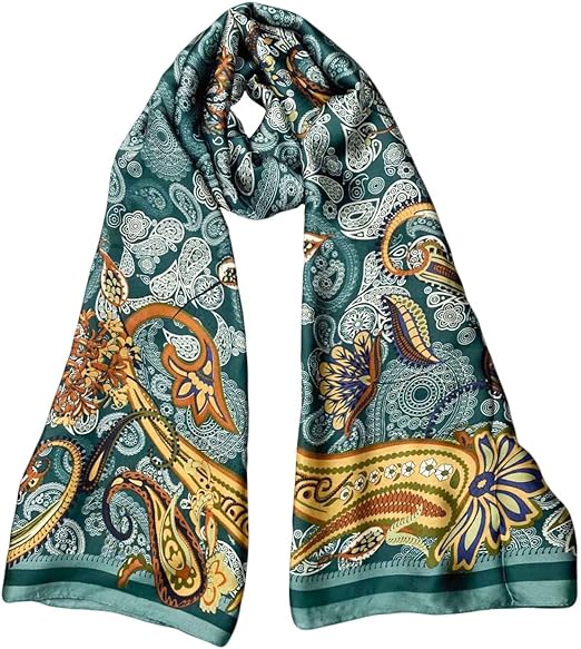 Foulard oblong en satin de soie pour femme