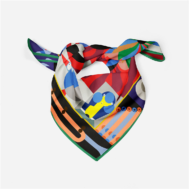 Soie 53cm Petit Foulard Carré Foulard En Soie Grand Parade Sergé Imprimé