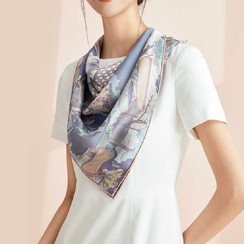 Foulard en soie double face cadeau foulard carré en soie sergé 90 cm